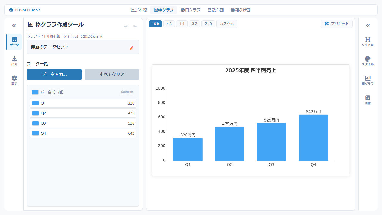 左パネルのデータ入力画面