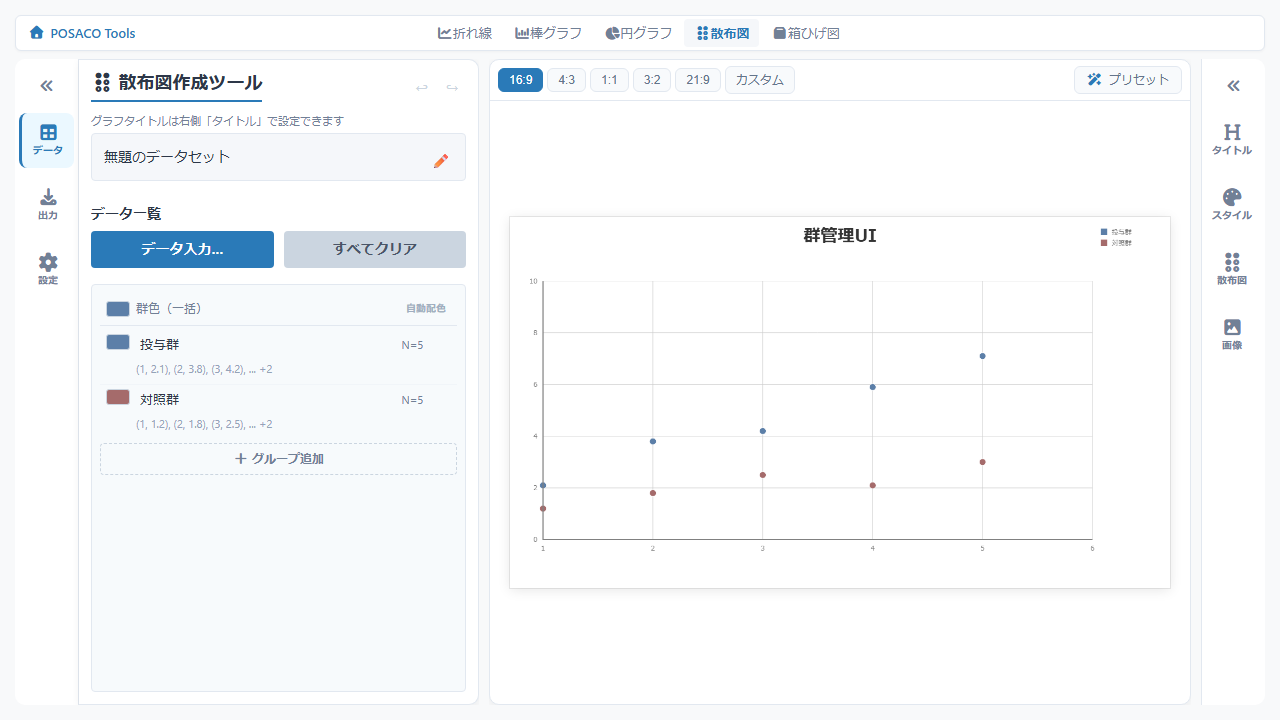 散布図のグループ追加画面
