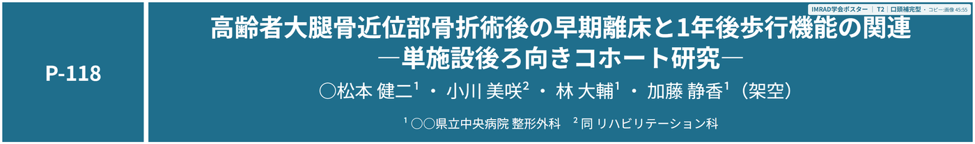 Afterポスターのタイトル部。2行に分けた大きな和文タイトルと著者情報がサイズの段差で整理されている。