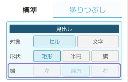 塗りつぶしの位置の操作画面(マニュアルより)